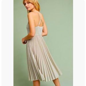 Anthropologie Silver Pleated Dress
